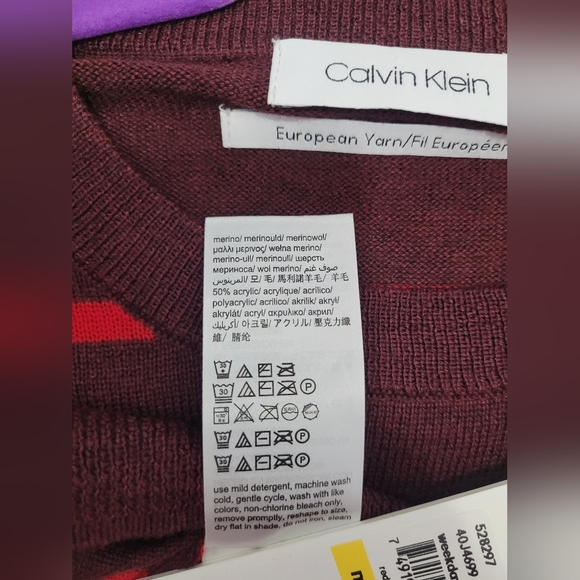 NWT CALVIN KLEIN Men's Contrast Stripe Long Sleeve Crew Neck Sweater Size Medium - Picture 6 of 7